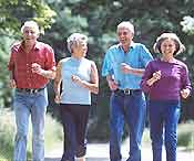 Seniors Group of Four Walkin