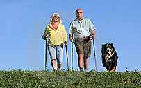 Nordic Walking Couple with Dog